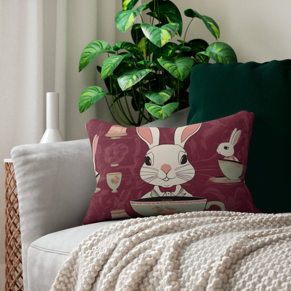 The Earl Grey Rabbit Red Large print Lumbar Pillow