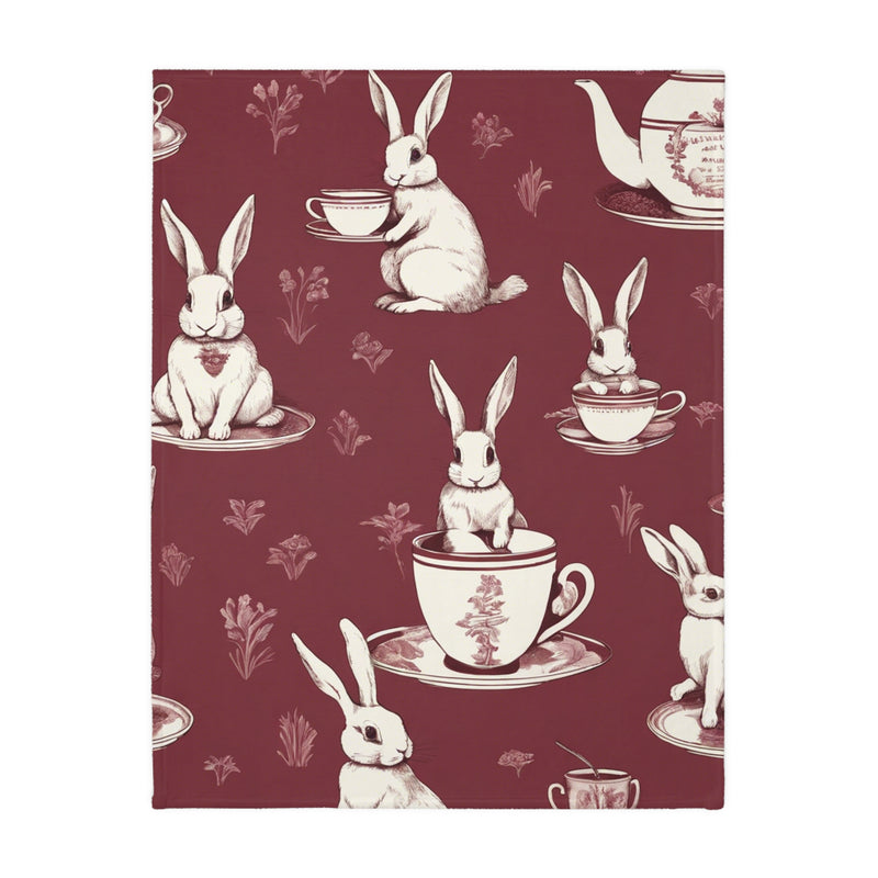 The Earl Grey Rabbit Red Velveteen Microfiber Blanket (Two-sided print)