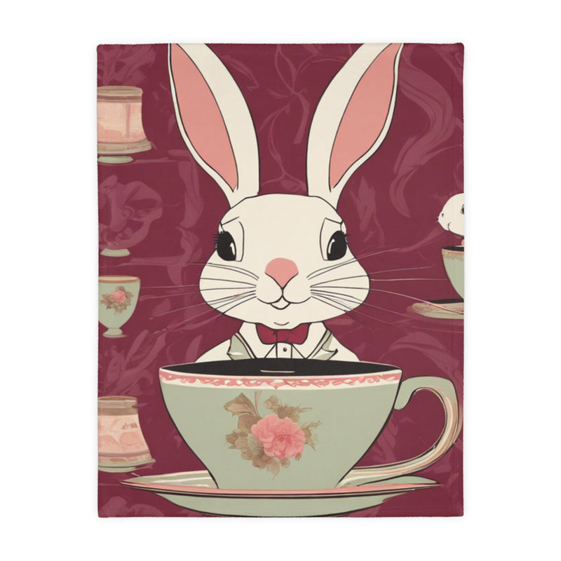 The Earl Grey Rabbit Red Velveteen Microfiber Blanket (Two-sided print)