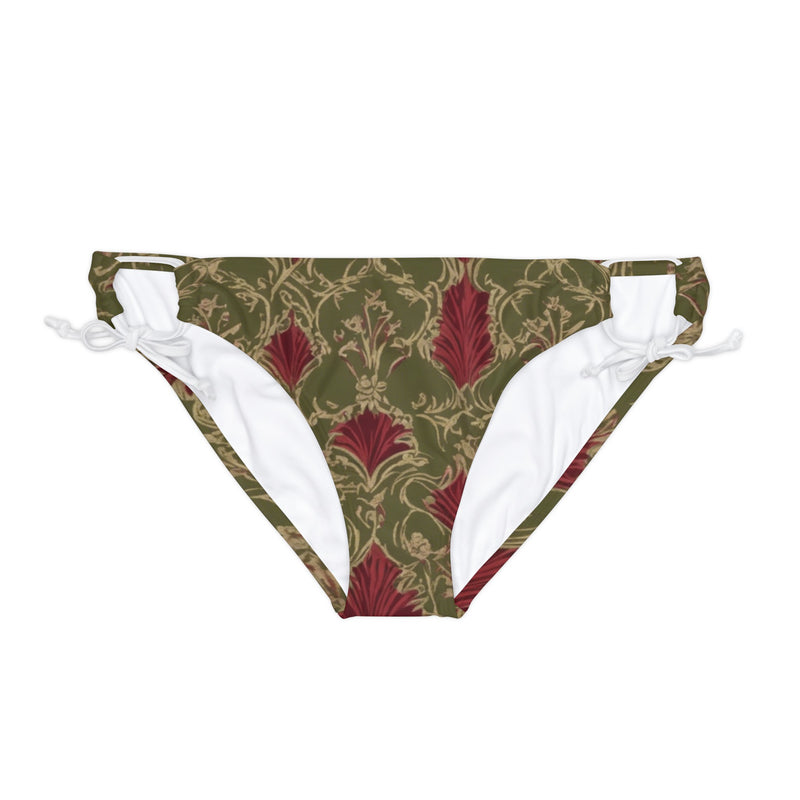 Vintage green and red Loop Tie Side Bikini Bottom (AOP)