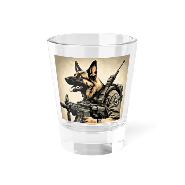 Army dog German Shepard standing Shot Glass, 1.5oz