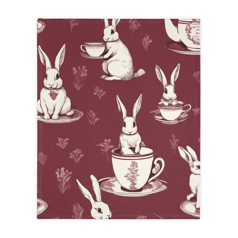 The Earl Grey Rabbit Red Velveteen Microfiber Blanket (Two-sided print)